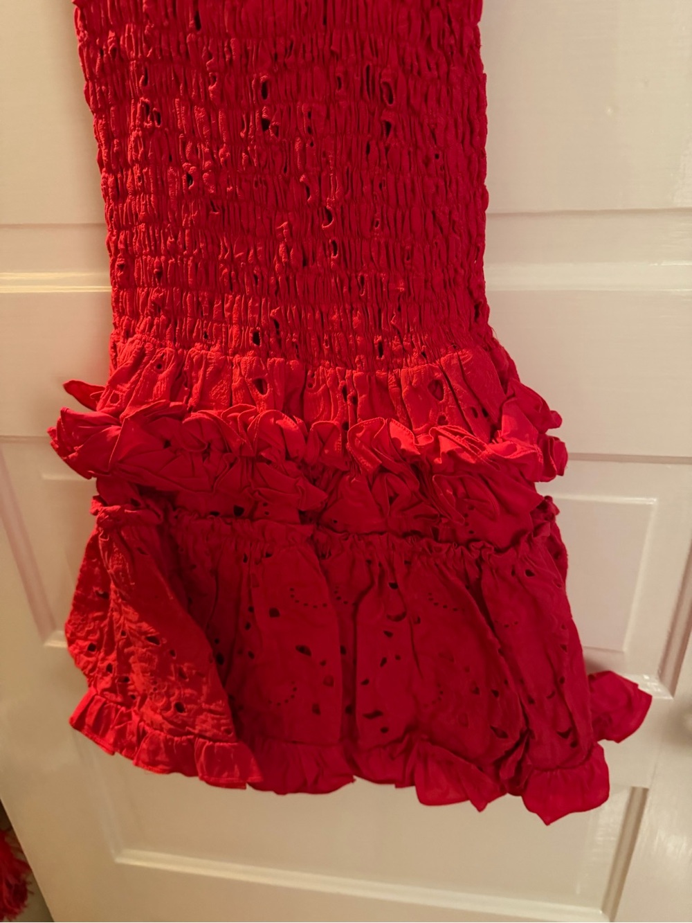 Waimari Red Ruffle Eyelet Mini Dress - Picture 5 of 6